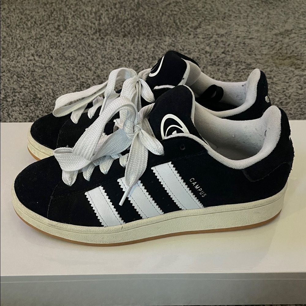 Adidas Unisex Black and White Campus Sneakers